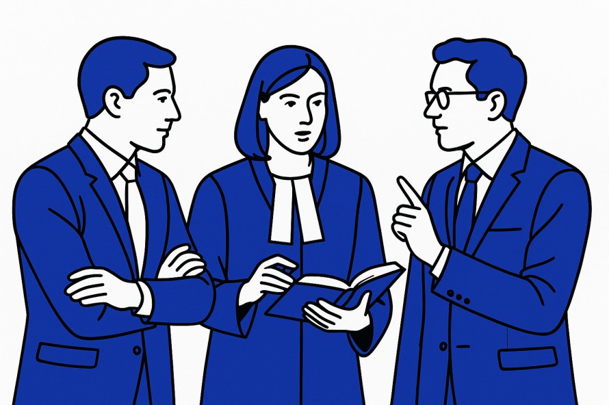 Illustration of military attorneys working together